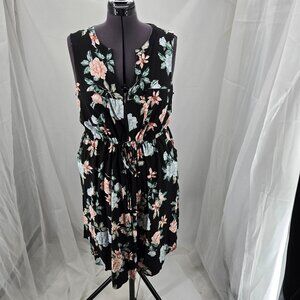 718-24 NEW Torrid Black Floral challis zip Shirt dress Size 1X 14/16 NWT